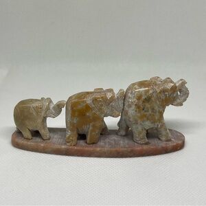 Elephant in Row Figurine Soap Stone 4.25” X 2”